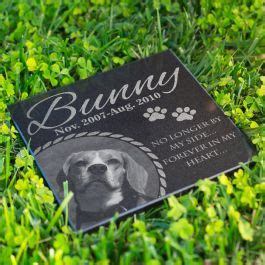 Pet cemeteries have become normal and offer pet owners a peace of mind where their there are several different styles of pet markers, and accordingly some have different purposes. Personalized Pet Memorial Stones with Photo Headstones forDogs Cats Diy Pet Grave Markers
