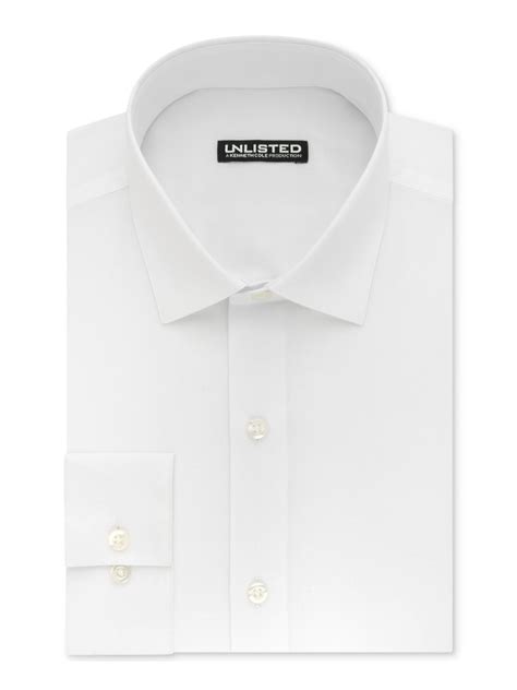 Kenneth Cole Mens White Solid Collared Work Dress Shirt Size M 15155