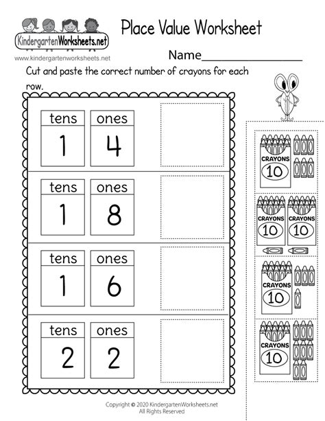 Tens and ones to 50 grade/level: Place Value of Ones and Tens Worksheet - Free Kindergarten ...
