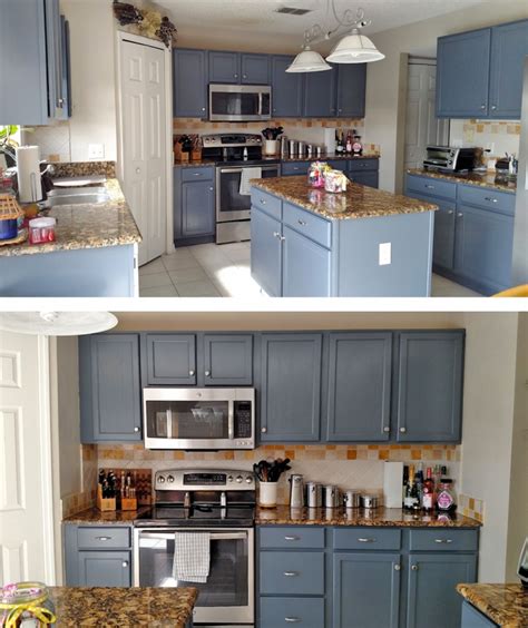 Dark almost black/ebony cabinets is a beautiful shade and another trend that i have also been seeing in new in this home below, the island was a dark stain and kitchen cabinets were painted a cream color. Kitchen Makeover in Gray Gel Stain | General Finishes ...
