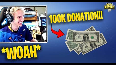 Ninja Reacts To 100k Donation On Stream Going Crazy Youtube