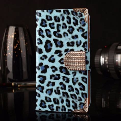 Blue Leopard Luxury Bling Phone Wallet Flip Case Cover Bling Iphone 7