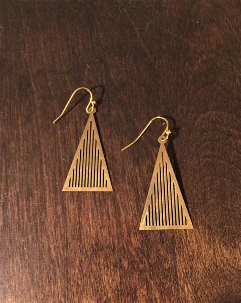 Thin Gold Triangle Earrings For Women Gift Etsy Triangle Earrings