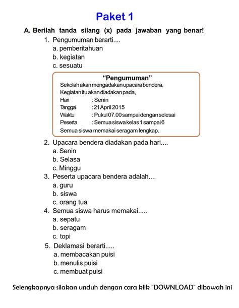 Kumpulan Soal Bahasa Indonesia Kelas Ktsp Beinyu Com