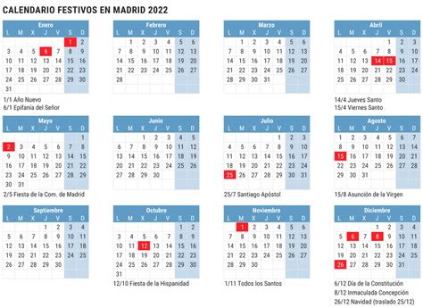 Calendario Laboral Madrid 2022 Días Festivos Y Puentes Madrid
