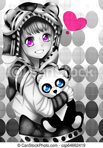 Anime Panda Woman Anime Woman With A Sweater And Stuffed