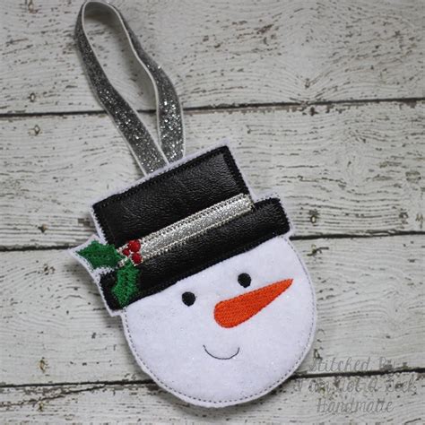 Snowman Gift Card Holder Christmas Ornament In The Hoop