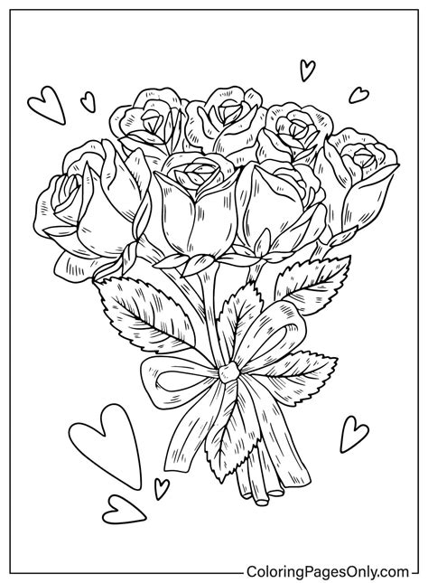 Rose Flower Bouquet Coloring Page Free Printable Coloring Pages