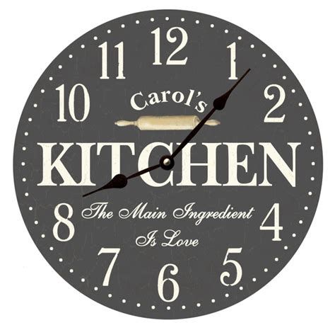 Personalized Kitchen Wall Clock Gray Kitchen Clock Time Flies Clocks