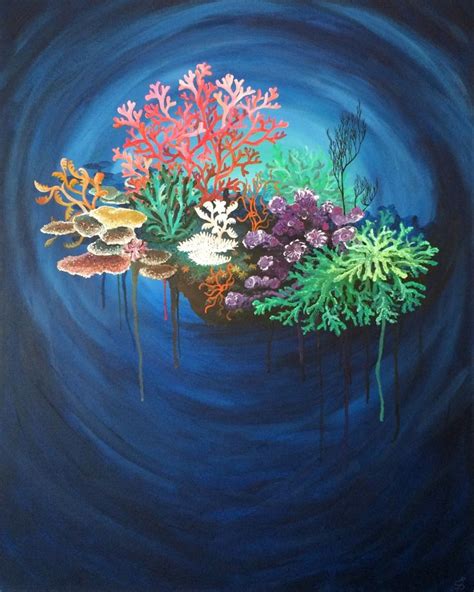 Original Art Acrylic Canvas Painting By Monica Downs Coral Reef X