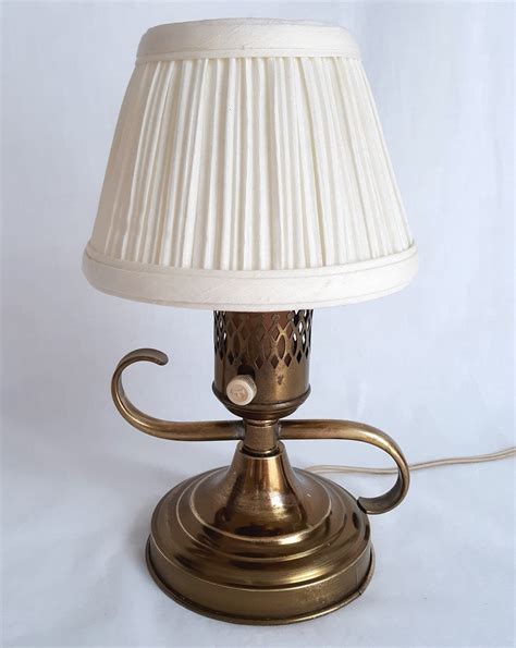 Vintage Brass Small Electric Desk Table Lamp With Lamp Shade Etsy Table Lamp Lamp Vintage