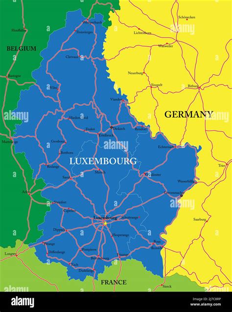 Highly Detailed Vector Map Of Luxembourg With Administrative Regions