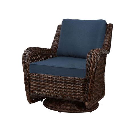 Hampton Bay Cambridge Brown Wicker Outdoor Patio Swivel Rocking Chair