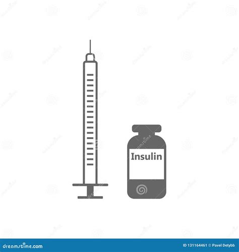 Insulin Syringe Icon Vector Illustration Flat Design Stock