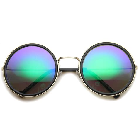 sunglassla unisex womens metal round sunglasses with uv400 protected mirrored lens gold black