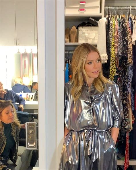 Kelly Ripa In A Shiny Silver Dress And Black Tights Celebrity Style