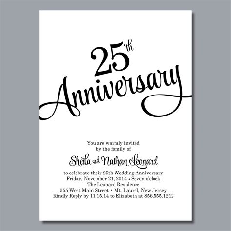25th Wedding Anniversary Invitation Diy Printable Or Printed 00060