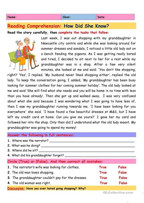 Reading Comprehension How Did She Know English Esl Worksheets For
