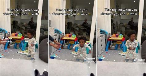 Baby Is Stunned After Taking His First Steps He Just Discovered He