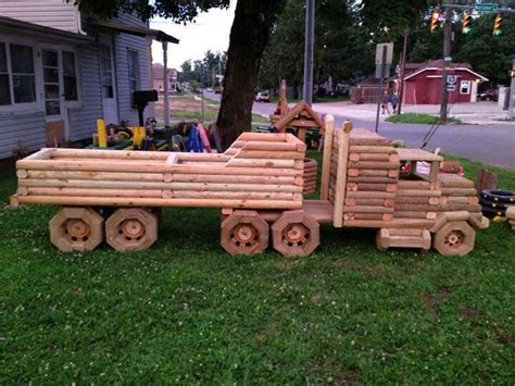 Tractor Trailer Planter Landscape Timber Crafts Outdoor Wood