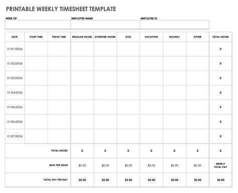 Printable Timesheets And Time Card Templates Smartsheet