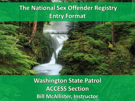 National Sex Offender Registry Entry Format