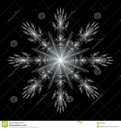 Fractal Snowflake In Gray And White Colors Stock Illustration