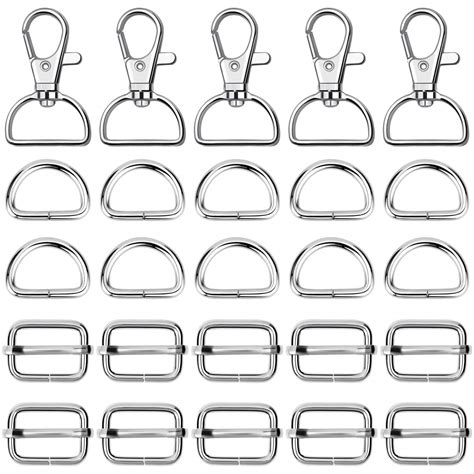 Paxcoo 50pcs Keychain Bulk With Key Chain Swivel Hook D Rings And Slide