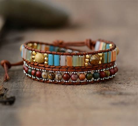 Aliexpress Com Buy New Leather Bracelets Natural Stones Crystal 2