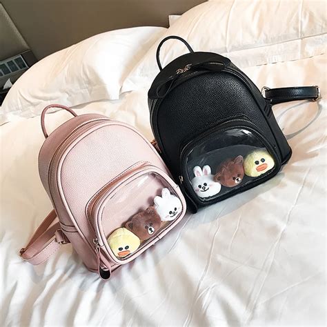2017 Kids Kawaii Backpack Pu Leather Cute Backpack Clear Transparent