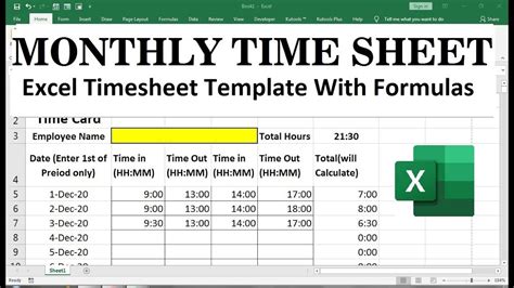 Simple Monthly Timesheet Template Timesheet Template Templates Months