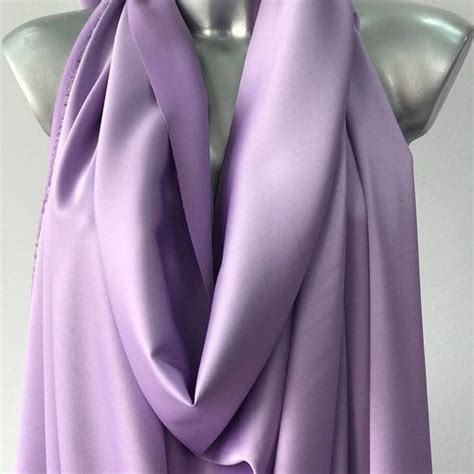 Light Purple Lilac Crepe Satin Fabric 2 Ways Stretch Polyester Etsy