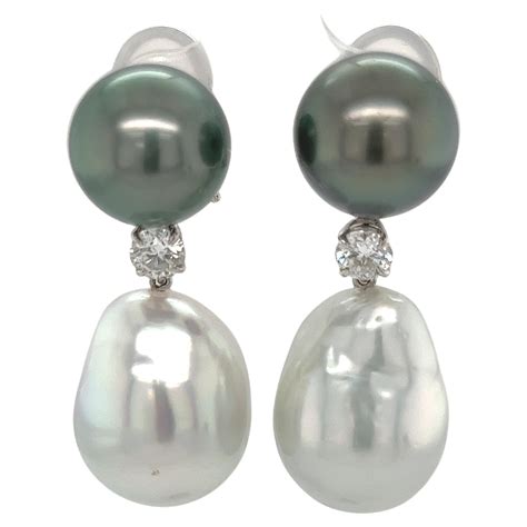 South Sea Pearl Baroque And Diamond Earrings At 1stdibs Baroque South