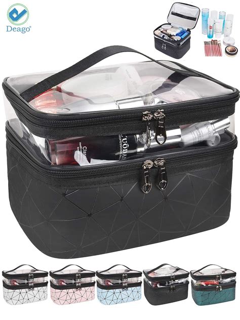 Deago Makeup Bags Double Layer Large Cosmetic Bag Clear Travel Cosmetic