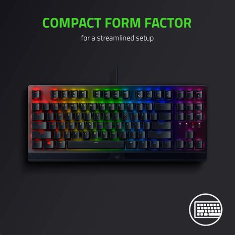 Razer BlackWidow V Tenkeyless Green Mechanical Switches Compact Mechanical Gaming Keyboard