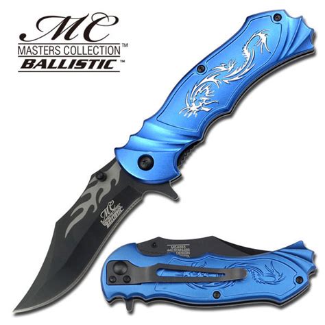 Blue Fantasy Dragon Assisted Opening Pocket Knife Mc A003bl