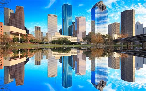 Cities Houston City Reflection Texas Hd Wallpaper Peakpx