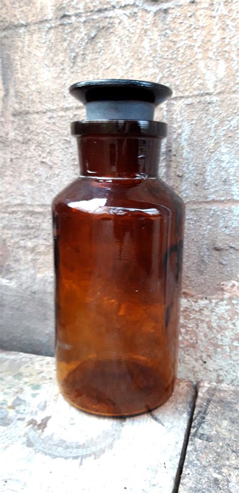 1l Vintage Brown Glass Apothecary Bottle Chemistry Laboratory Etsy