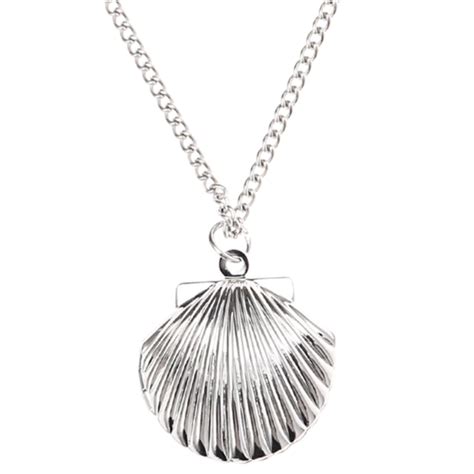 Shiny Seashell Silver Locket Necklace For Woman Keepsake T