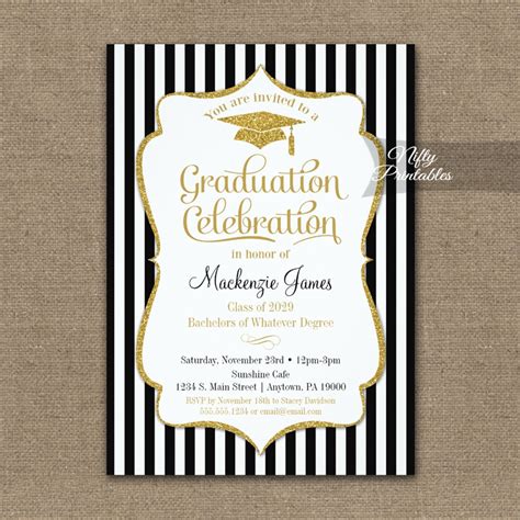 Elegant Graduation Party Invitation Printed Nifty Printables