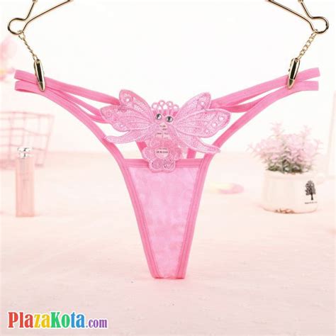 Gs289 Jual Celana Dalam G String Wanita Kupu Kupu Bunga Pink Transparan Tali 2