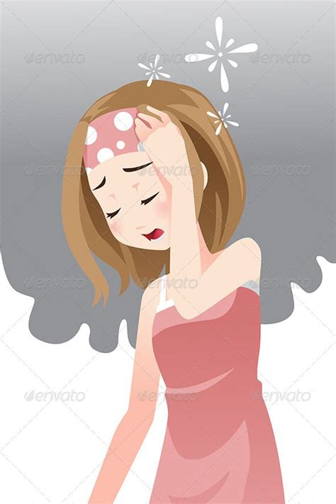 Woman Having Headache Drawings Illustration Picture Illustration