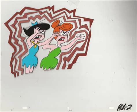 The Flintstones Animation Cels Of Betty Rubble And Wilma Flintstone With Coa 375 00 Picclick
