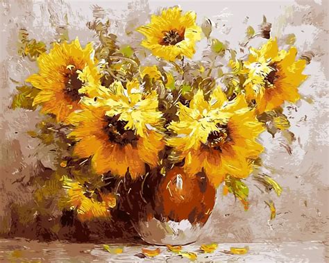 Frameless Colorful Sunflower Diy Painting By Numbers Kits Acrylic Oil