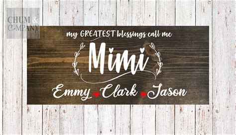 Ts For Mimi Personalized Mimi Sign Custom Grandmother Etsy Australia