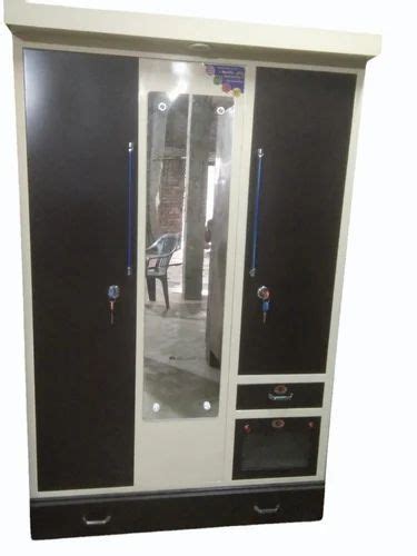 Door With Locker Black Stainless Steel Almirah Shelves With