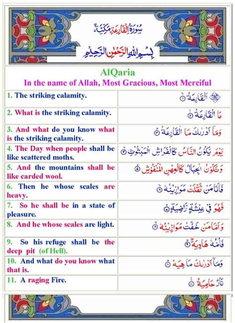 Nama al qaari'ah diambil dari kata al qaari'ah yang terdapat pada ayat pertama, artinya mengetok dengan keras, kemudian. Al-Quran and Hadith with English Translation,: SURAH AL ...