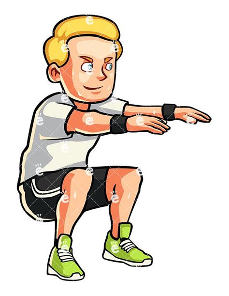 Caucasian Man Doing Squats Cartoon Vector Clipart Friendlystock