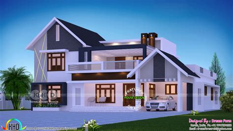Mixed Roof Beautiful 4 Bhk House Design Kerala Home Design And Floor