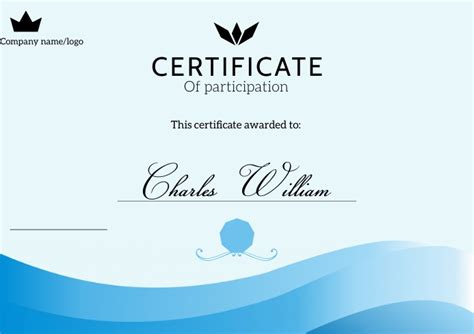 Copy Of Certificate Participation Template Postermywall